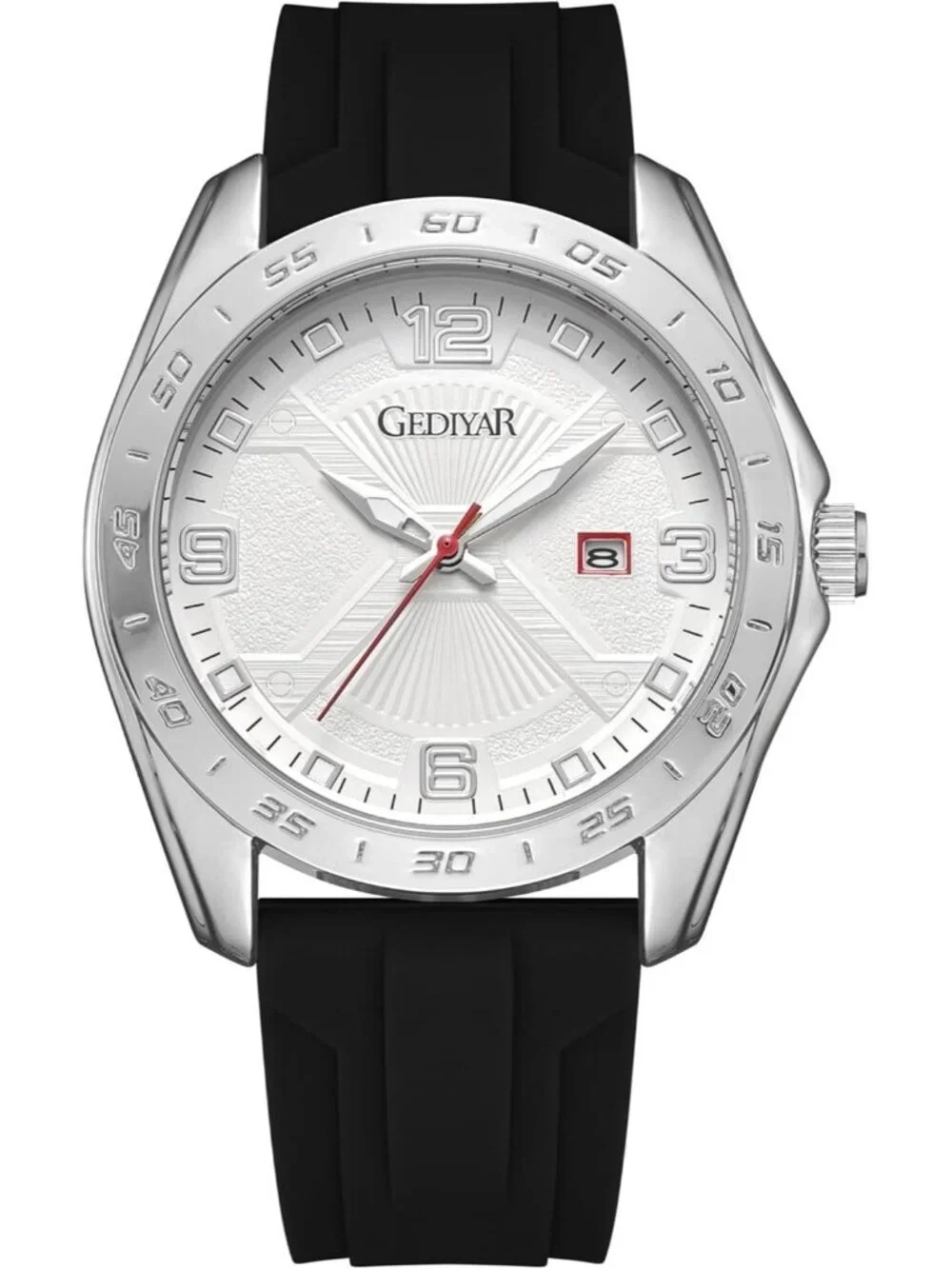 Mens Black And Silver Analog Quartz Stylish Waterproof Silicone Band Wrist Watch